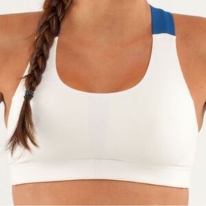 Lululemon Cross Back All Sport Bra - Cream and Blue